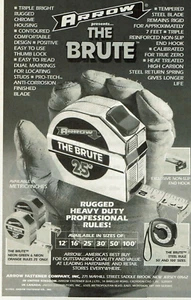 Vintage Print Ad 1994 Arrow Fastener Company Presents The Brute Measuring Tape - Picture 1 of 2