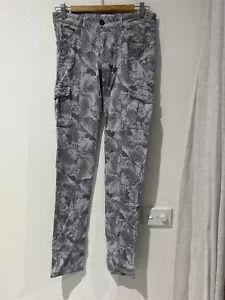 Ghanda Grey & Khaki Slim Leg Cargo Stretch Pants Size 10 - Picture 1 of 9