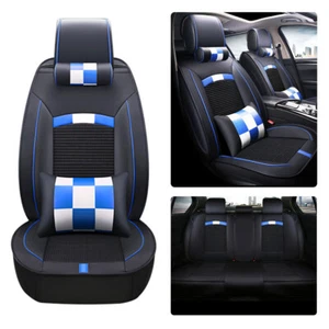 Car Seat Covers 5-Seats Set for ALFA ROMEO Leather Protection MH07 Black Blue - Picture 1 of 9