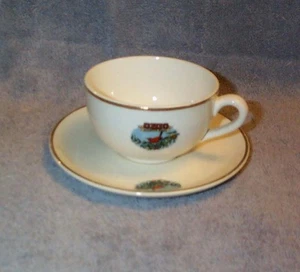 OHIO The Buckeye State Vintage Souvenir Cup and Saucer White with Gold Trim - Picture 1 of 2
