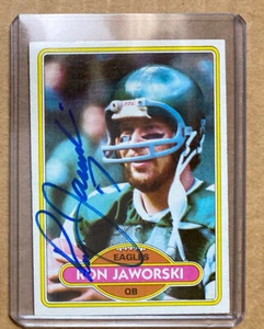 Tarjeta autografiada 1980 Topps Ron Jaworski #72 Philadelphia Eagles - Imagen 1 de 2