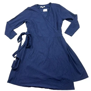 Ann Taylor Dress Womens Plus Size 20 Blue Wrap Midi Long Sleeve NWT S9 - Picture 1 of 4