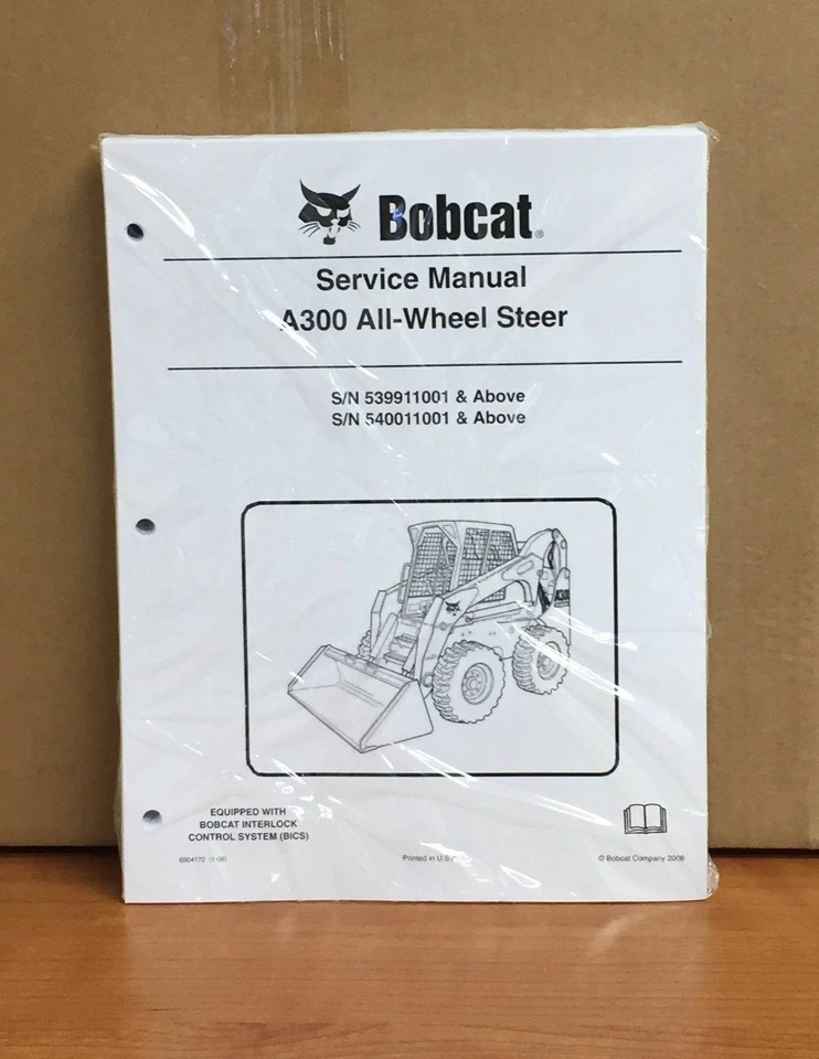 Bobcat A300 Skid Steer Loader Service Manual Shop Repair Book 4 Part # 6904172 - Image 1 of 1