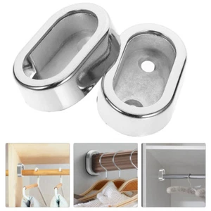 4Pcs Closet Pole Socket Flange Holder Rod End Supports for Wardrobe Curtain Rod - Picture 1 of 12