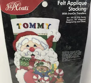 Silly Santa 18" Felt Applique Christmas Stocking Kit Sequins 28135 J & P Coats - Picture 1 of 4