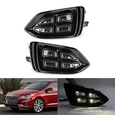 Parachoques delantero 2 piezas luz LED modificada DRL 2018-2022 para Hyundai Accent Foto 1 de 4