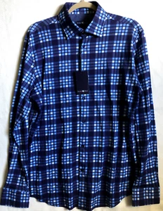 Stone Rose Neu mit Etikett blau kariert LS Baumwollhemd, versteckte Knopfleiste, EU3 US M 16,5x35 - Bild 1 von 6