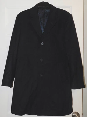 Lauren Ralph Lauren Mens Sz 38S Wool Cashmere Coat Black Overcoat Italian Fabric - Image 1 of 4