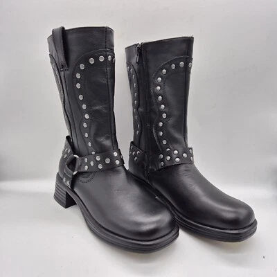 Steve Madden ботинки девочек размер 4 мотоцикла черный с заклепками кожи  - Изображение 1 из 4