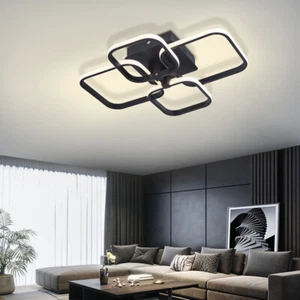 Dimmable LED 4 Heads Chandelier Lamp Black Framed Ceiling Light Remote Control - Picture 1 of 10