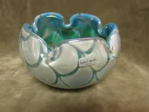 Raro vaso ciotola iridescente argento blu Giappone vetro artistico metà secolo metà secolo Kurata - Foto 1 di 6