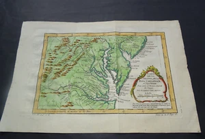Antique map of Virginia and Chesapeake Bay by Nicolas Bellin 1757 - Picture 1 of 5