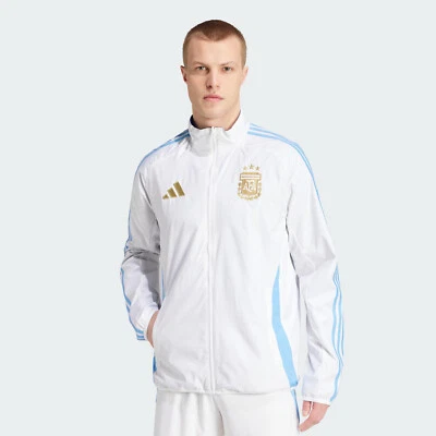 NWT Adidas Men's Argentina Reversible Anthem Jacket IW0219 White/Lucid Blue - Image 1 of 4