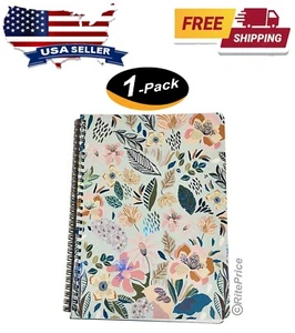 Molly & Rex Spiral Notebook, Floral Pattern, College Ruled with Folder (1 Pack) - Picture 1 of 8