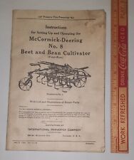 International Harvester Instructions McCormick-Deering Beet And Bean Cultivator 