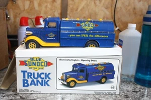1993 SUNOCO BLUE TANKER TRUCK TOY JMT REPLICAS MOTOR LIGHTS UP & DOORS OPEN - Picture 1 of 13