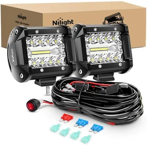 Nilight 2PCS 4" LED Work Light Bar Tri-Row 60W Combo Driving Off Road Lamps ATV - Picture 1 of 9