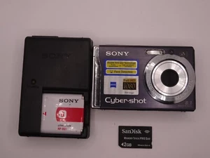 Sony Cyber-Shot Digital Camera DSC-W90 8.1 Megapixels Gray-Blue 2GB Memory Card - Picture 1 of 11