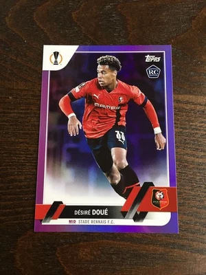 2022-23 Topps UCC UEFA Desire Doue Rookie RC PSG France Stade Rennais Purple /75 - Image 1 of 2