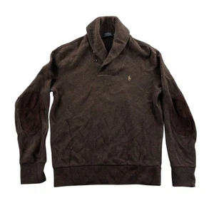Polo Ralph Lauren Mens Sweater Small Pullover Classic Collared Brown Knit Cozy - Picture 1 of 9