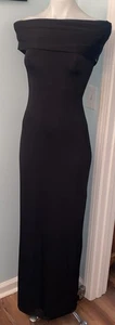 Meshki Damen Gr. S Cassandra Schulterfrei Slinky Schwarz Midi (MAXI) Kleid Neu mit Etikett - Bild 1 von 9