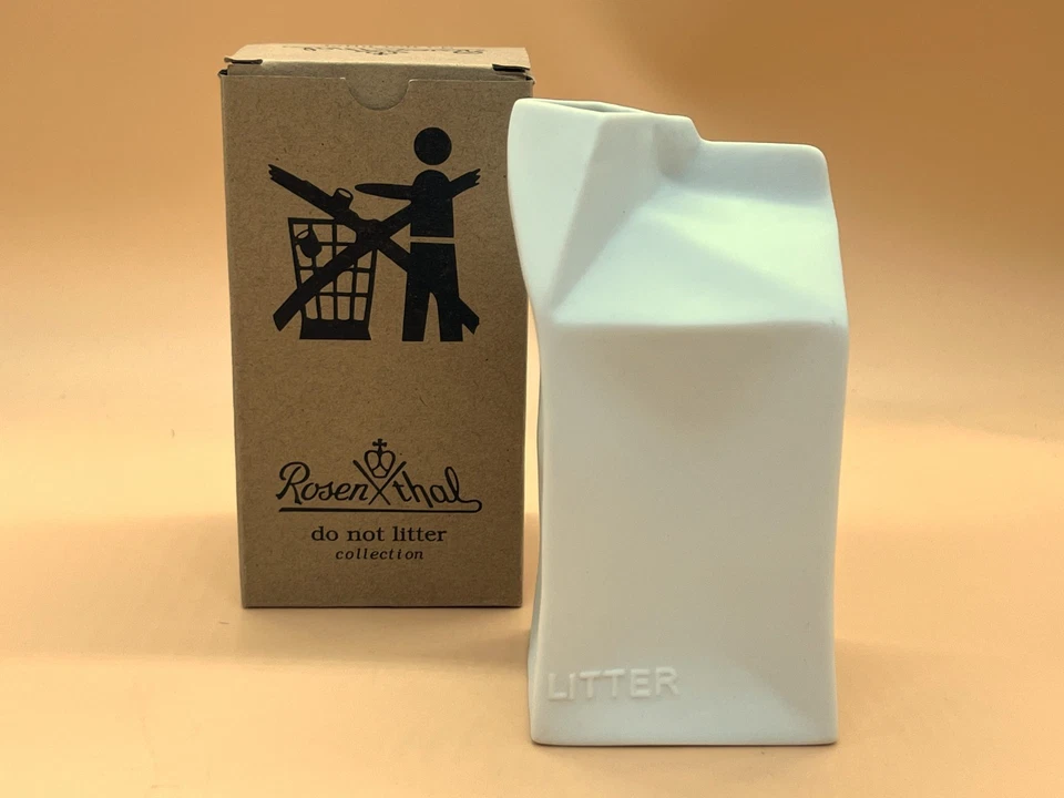 Rosenthal Studio Line, Germany Milk Carton, Do Not Litter Collection Vase. Boxed - Image 1 of 4