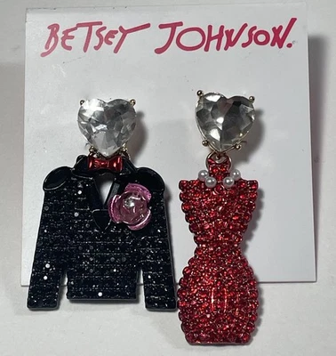 BETSEY JOHNSON SHOWGIRL EARRINGS PUTTING ON THE RITZ RED DRESS TUXEDO - Image 1 of 4