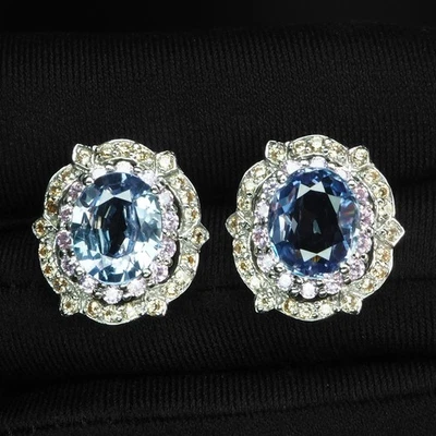 Pendientes hechos a mano de plata de ley 925 magníficos cambio de color alejandrita 7,12 quilates Foto 1 de 4