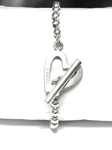 BRACCIALE GUCCI ARGENTO STERLING BOULE POPCORN CUORE 7"