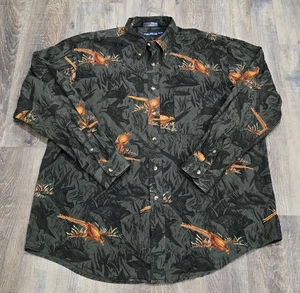 VTG Nautica AOP Pheasant Shirt Mens Sz XL All Over Pattern Oversized Y2K 90s - Picture 1 of 6