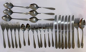 Oneida Deluxe POLONAISE Floral Edelstahl Besteck 27 Teile Gabel Löffel Messer - Bild 1 von 12