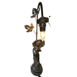 Large Bronze Effect Figural Table Lamp - Lady With Parasol - Read - Picture 1 of 10