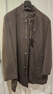 Paul Fredrick Wool Blend Car Coat 4XL Tall Brown Houndstooth Mens Jacket NWT - Image 1 of 4