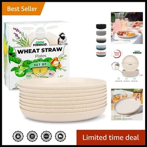 Durable 10-Inch Wheat Straw Dinner Plates Set of 8 - Perfect for Picnic & RV - Picture 1 of 10