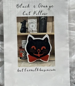 Black Orange Vintage Halloween Cat Pillow Sewing Pattern Buttermilk Basin NEW - Picture 1 of 3