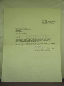 short typed signed letter from mystery author Barbara Frost, September 10, 1959 - Picture 1 of 2