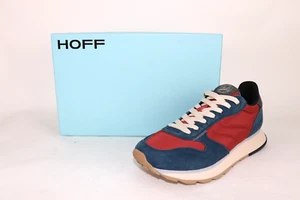 BNWB Hoff Track & Field Fliunte Suede Trainers Red Black White Uk 8 Eur 42 - Imagen 1 de 15