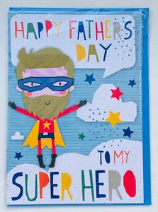 ¡Feliz Día del Padre a mi superhéroe! Tarjeta de felicitación infantil, nueva y sobre - Imagen 1 de 2