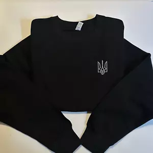 Suéter Ucrania Bordado Zelenskyy Tryzub Slava Ucraniano Tridente Logo Cuello Redondo - Imagen 1 de 11