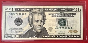 $20 Dollar Bill - Fancy Serial Number 2017 w/ Three Pairs ND29770096B - Picture 1 of 2