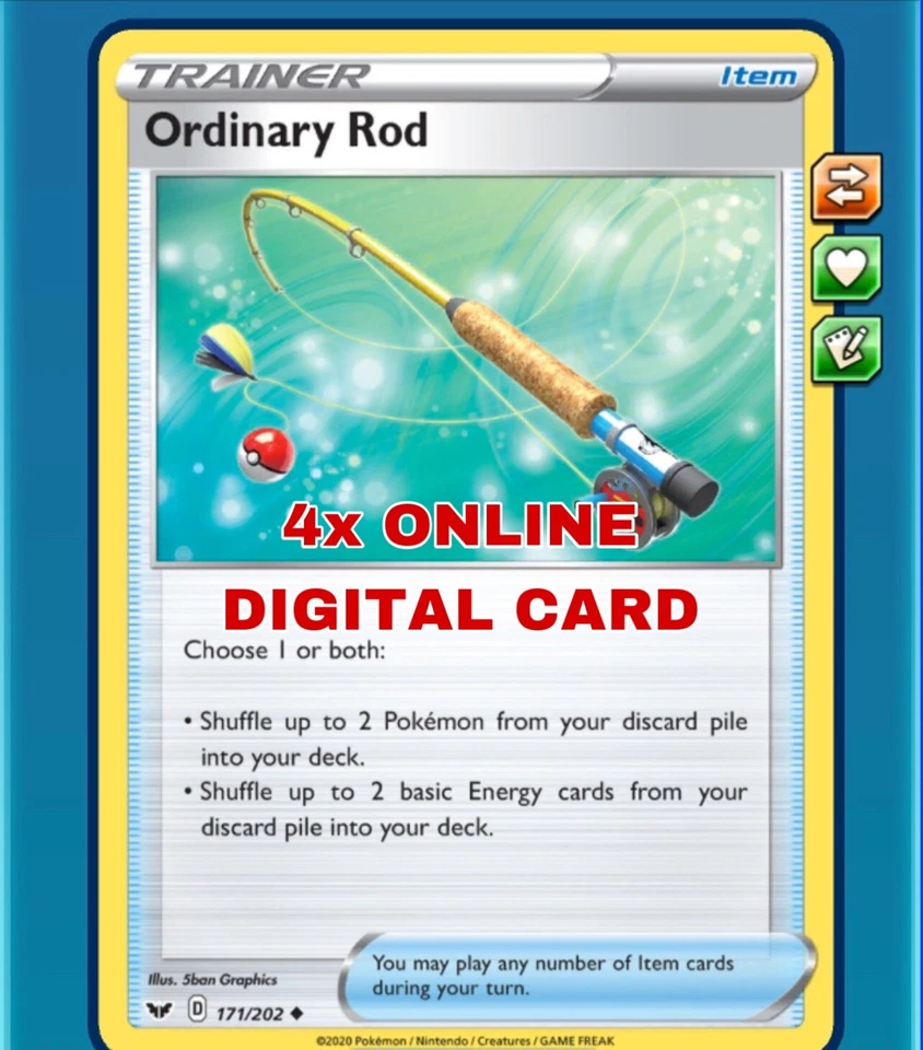 4x Ordinary Rod 171/202 Pokemon TCG Online Digital Card PTCGO SENT FAST - Image 1 of 1