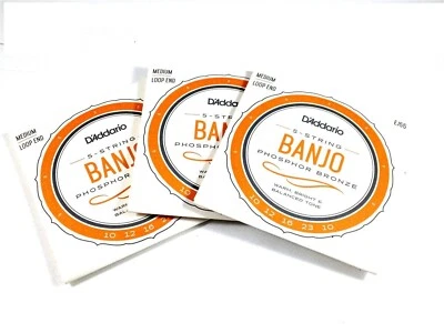D'Addario Banjo Strings 3 Sets EJ55 (formerly J55) Phosphor Bronze Med - Image 1 of 4