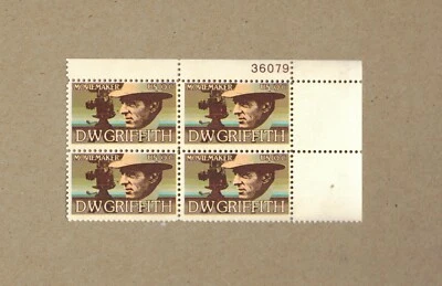 UNITED STATES POSTAGE 10 ¢ PLATE BLOCK 36079 DW GRIFFITH - Image 1 of 4