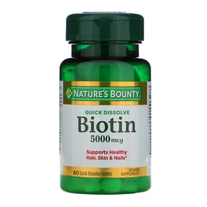 Nature's Bounty, biotina, 5.000 mcg, 60 tabletas de disolución rápida - Imagen 1 de 2