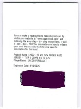 22/23 2022 UPPER DECK SPX JACOB PERREAULT PE ROOKIE AUTO JERSEY AUTOGRAPH /375