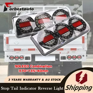 Pair 90 LED Tail Lights 3 LED Combination Stop Tail Indicator Reverse Truck UTE - Picture 1 of 11