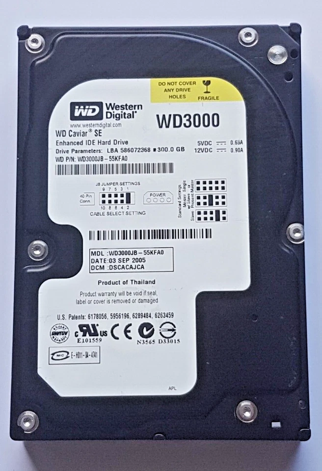 300 GB Ide Western Digital WD3000JB-55KFA0 P-Ata 7200rpm 8MB 3,5 " Hard Drive - Image 1 of 1