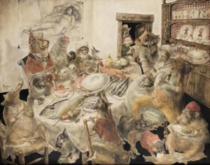 Leonard Tsugouharu Foujita Birthday Party Canvas Print 16 x 20 - Picture 1 of 4