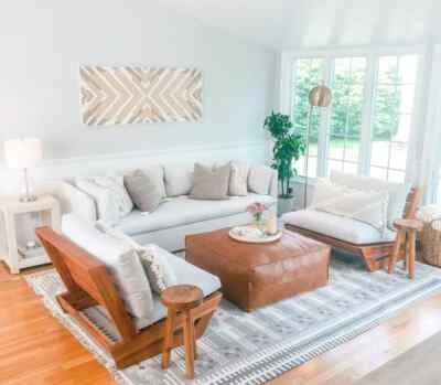 Footstool 30'' Square Goat Brown Unstuffed Pouffe Moroccan Leather Boho New Best - Image 1 of 4