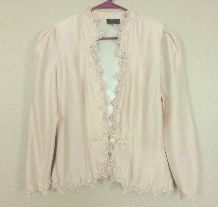 Chaqueta vintage Cachet by Bari Protas para mujer con encaje en el borde talla 11/12 crema Foto 1 de 4
